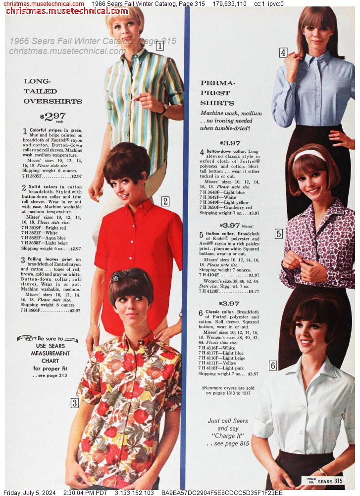 1966 Sears Fall Winter Catalog, Page 315