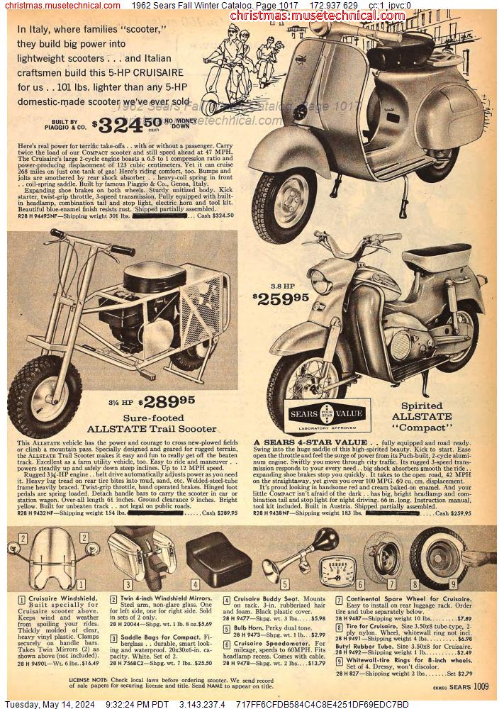 1962 Sears Fall Winter Catalog, Page 1017