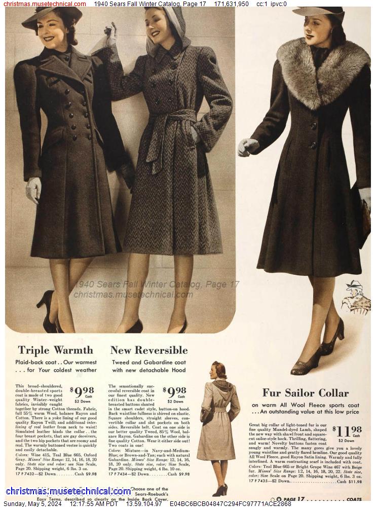1940 Sears Fall Winter Catalog, Page 17