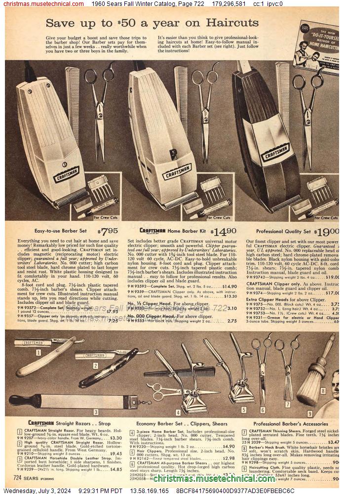 1960 Sears Fall Winter Catalog, Page 722