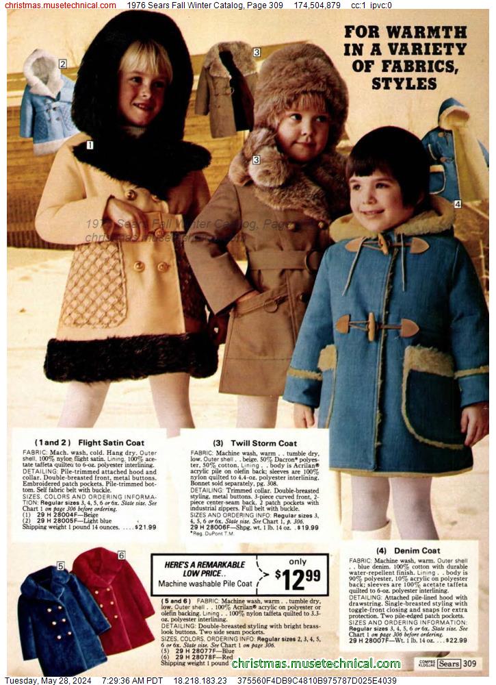 1976 Sears Fall Winter Catalog, Page 309