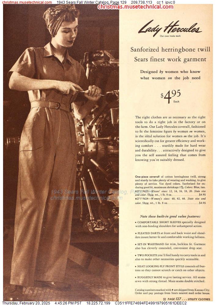 1943 Sears Fall Winter Catalog, Page 129