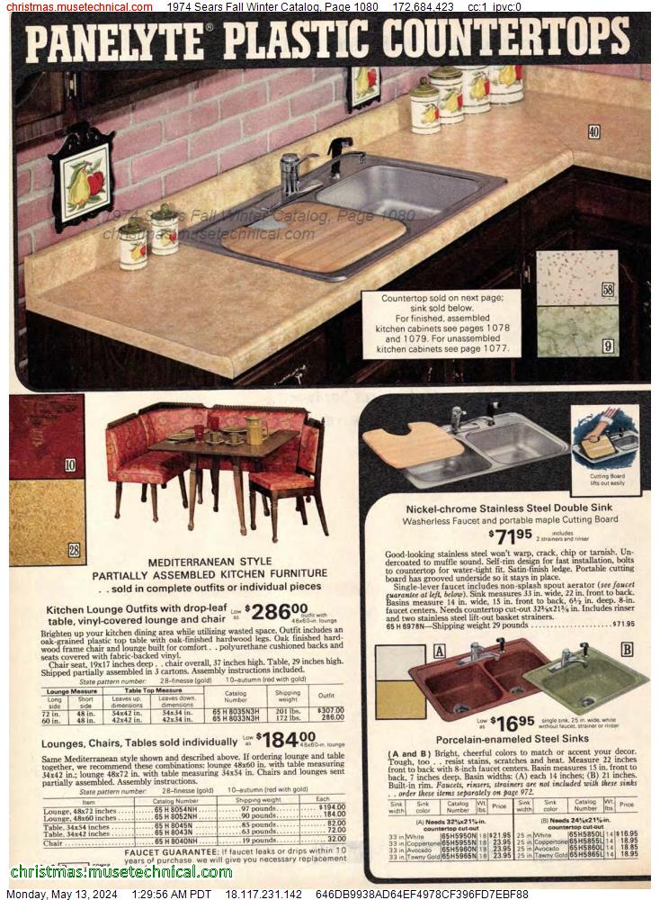 1974 Sears Fall Winter Catalog, Page 1080