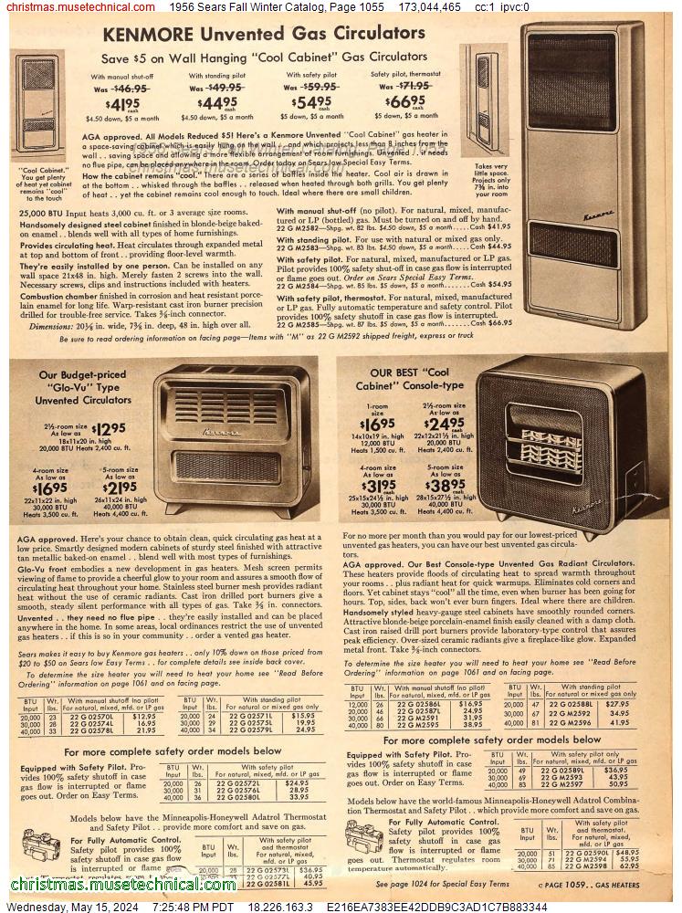 1956 Sears Fall Winter Catalog, Page 1055