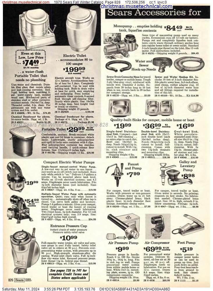 1970 Sears Fall Winter Catalog, Page 828