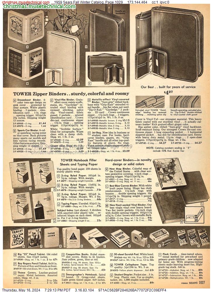 1959 Sears Fall Winter Catalog, Page 1029