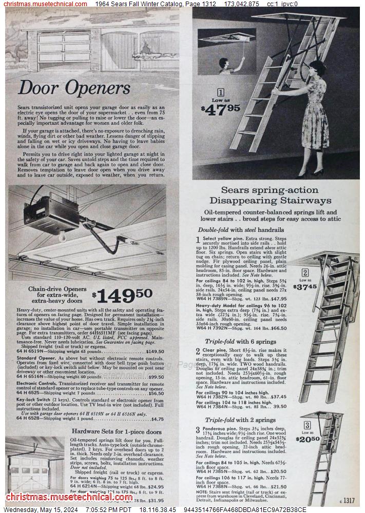 1964 Sears Fall Winter Catalog, Page 1312