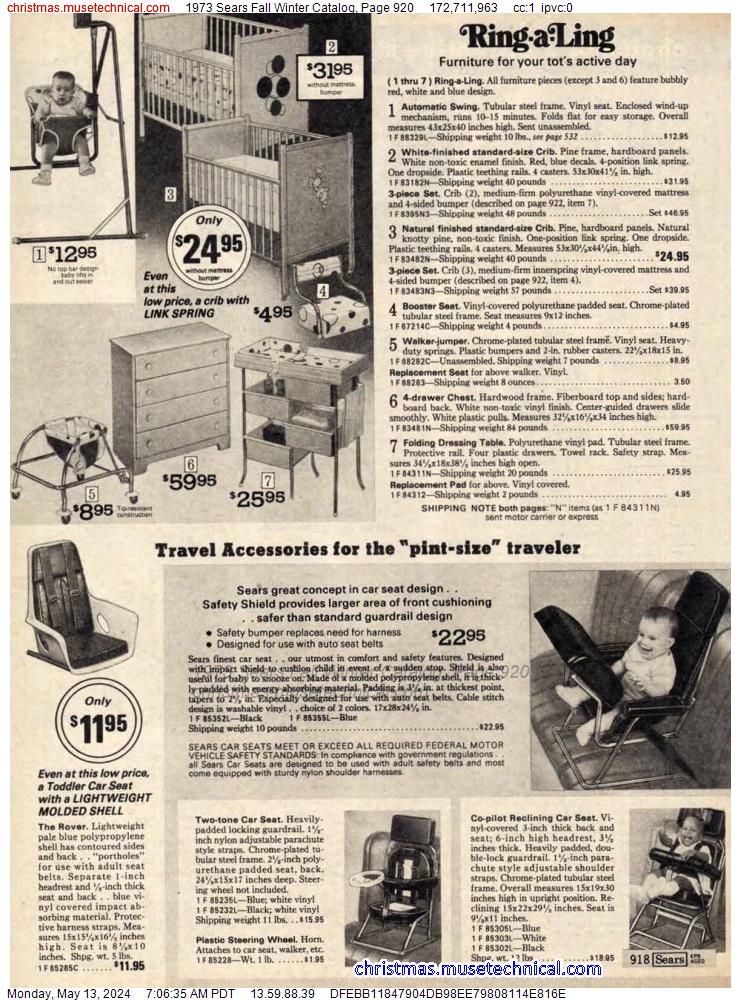 1973 Sears Fall Winter Catalog, Page 920