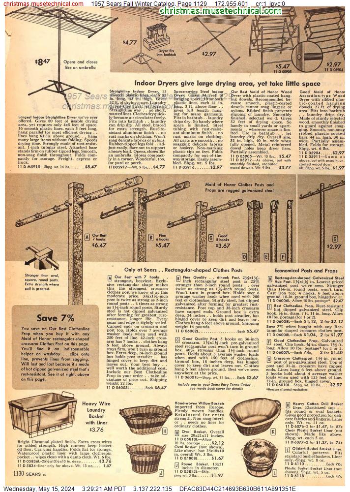1957 Sears Fall Winter Catalog, Page 1129