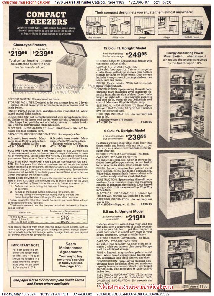 1976 Sears Fall Winter Catalog, Page 1183