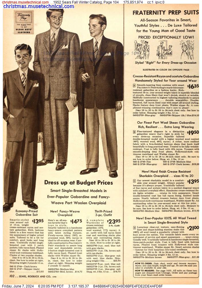 1952 Sears Fall Winter Catalog, Page 104