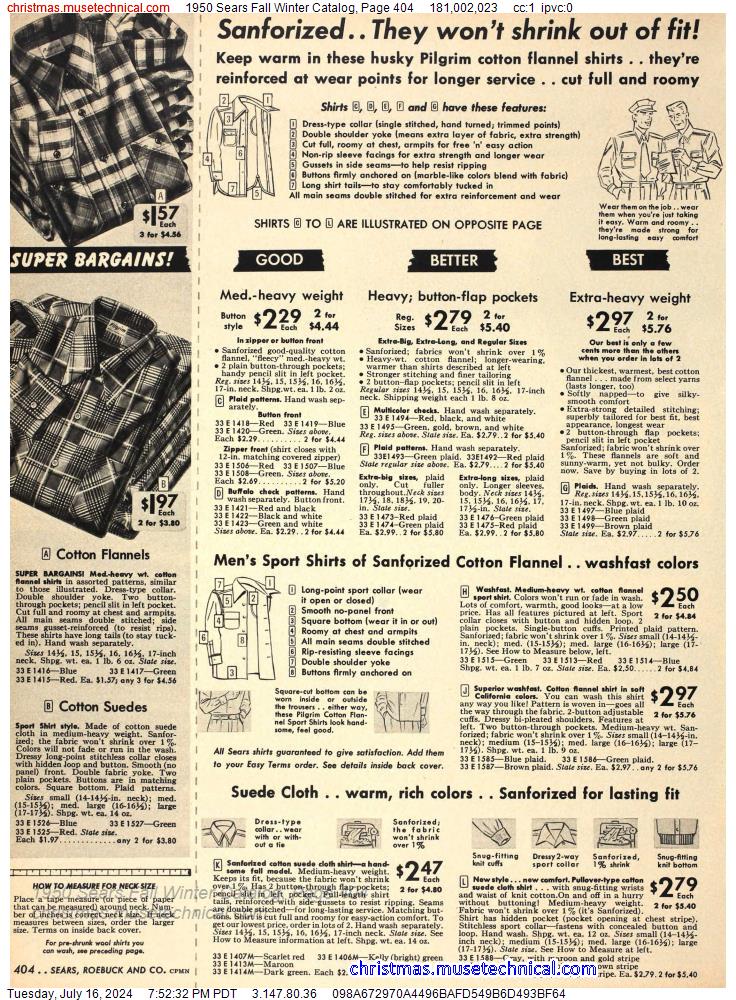 1950 Sears Fall Winter Catalog, Page 404
