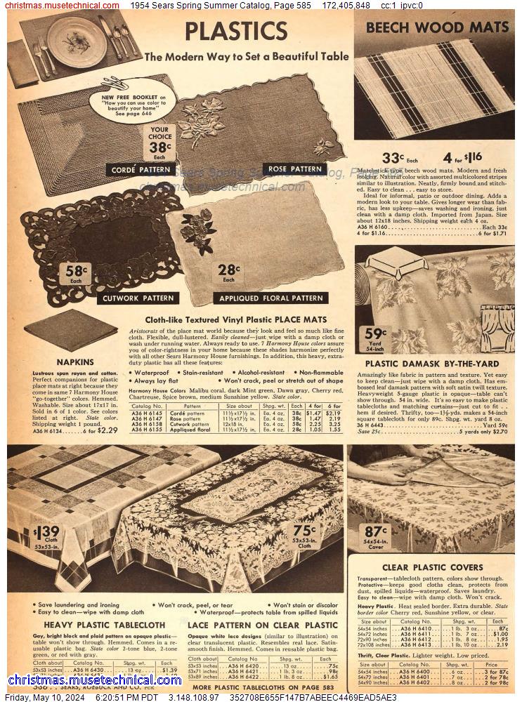 1954 Sears Spring Summer Catalog, Page 585