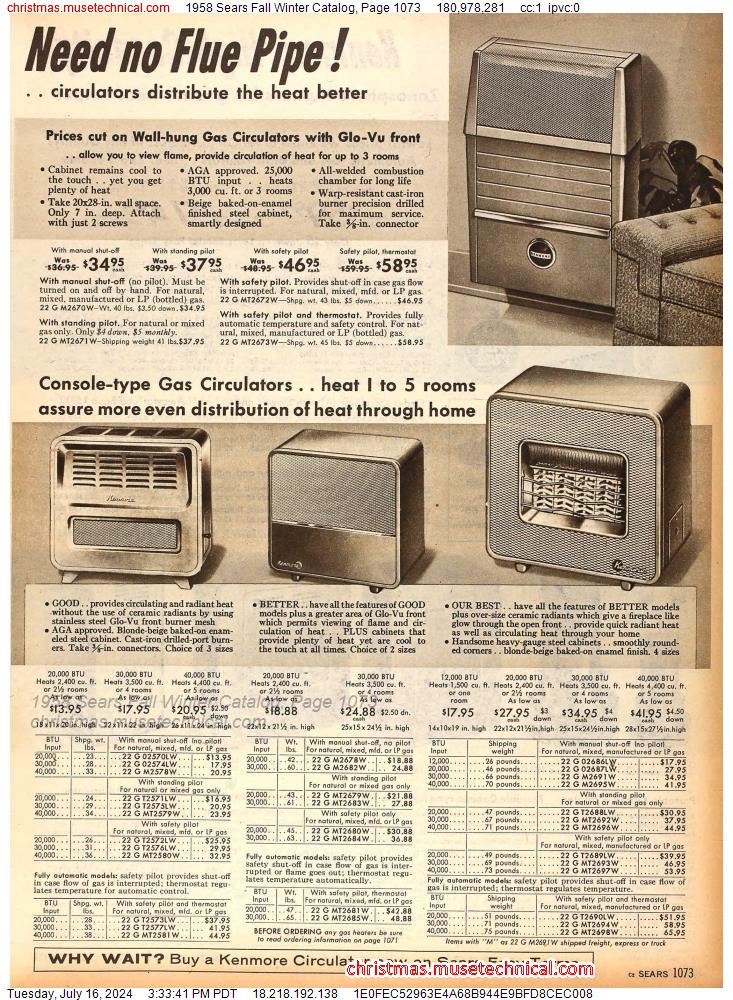 1958 Sears Fall Winter Catalog, Page 1073