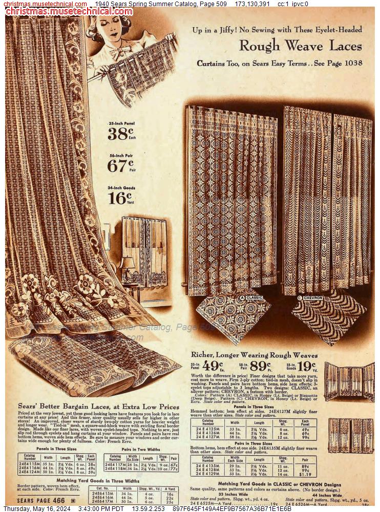 1940 Sears Spring Summer Catalog, Page 509