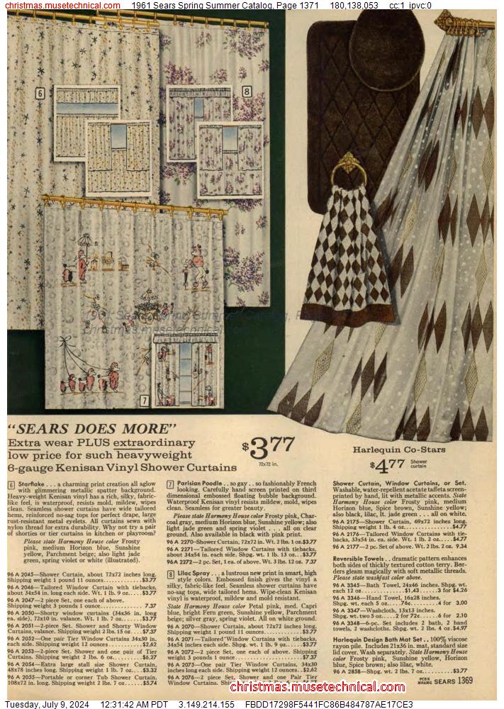 1961 Sears Spring Summer Catalog, Page 1371
