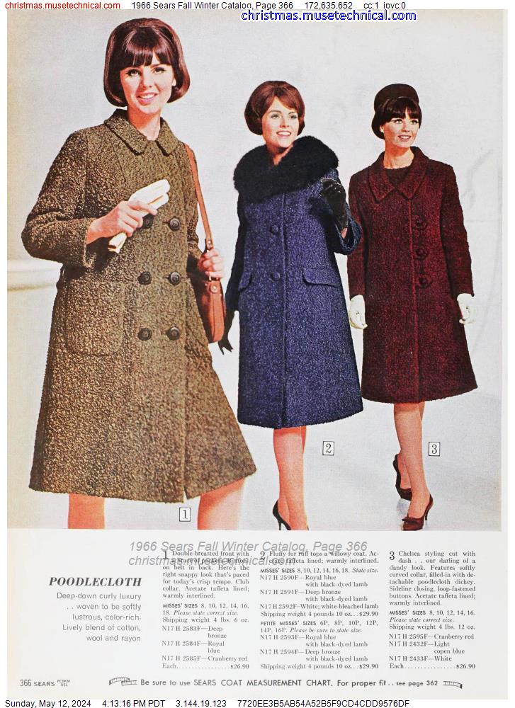 1966 Sears Fall Winter Catalog, Page 366