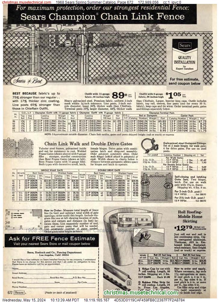 1968 Sears Spring Summer Catalog, Page 672