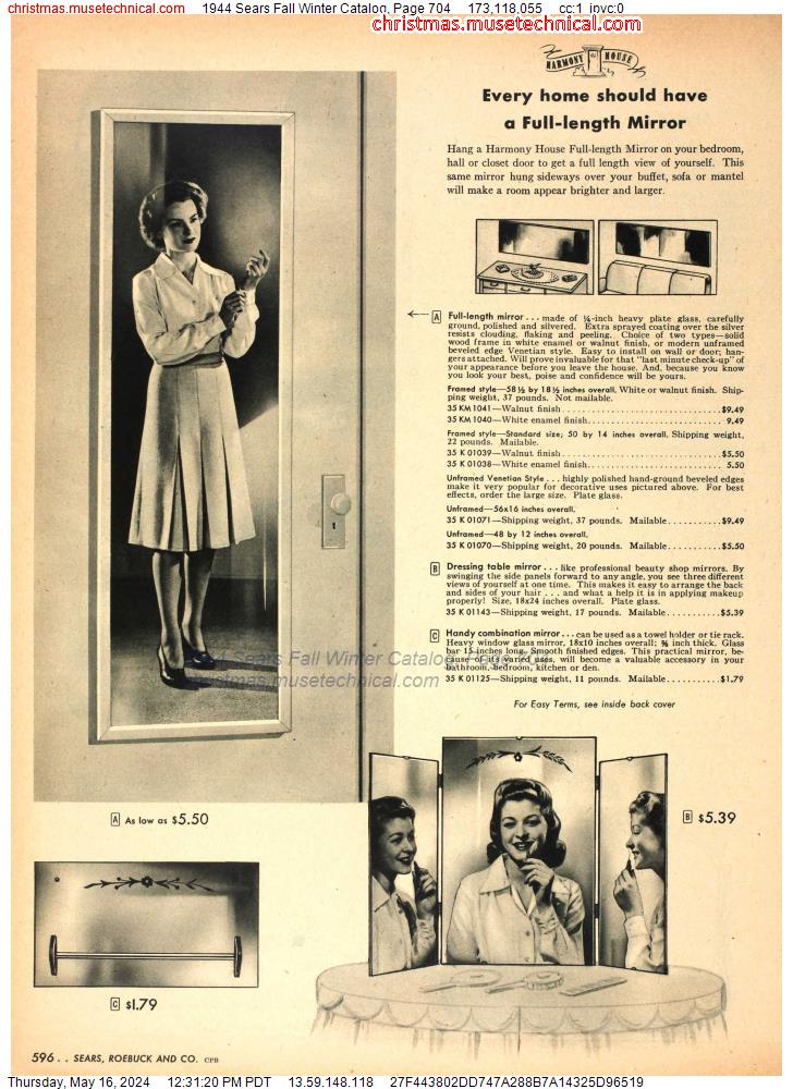 1944 Sears Fall Winter Catalog, Page 704