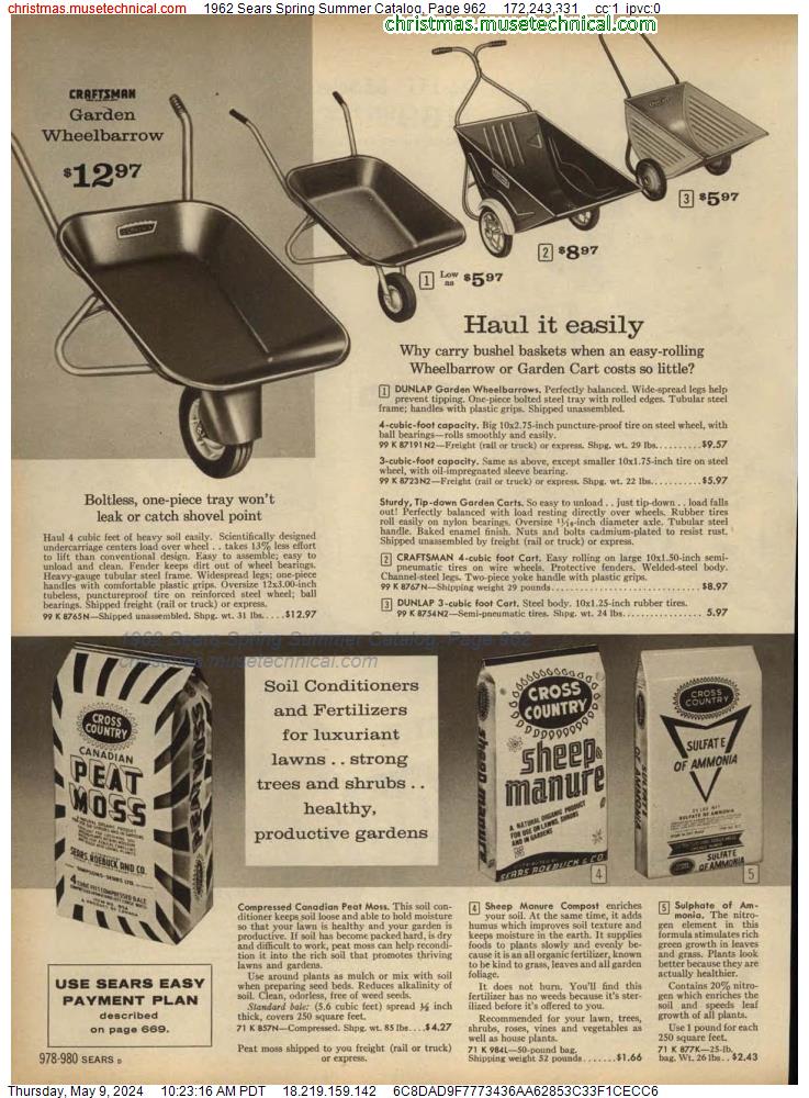 1962 Sears Spring Summer Catalog, Page 962