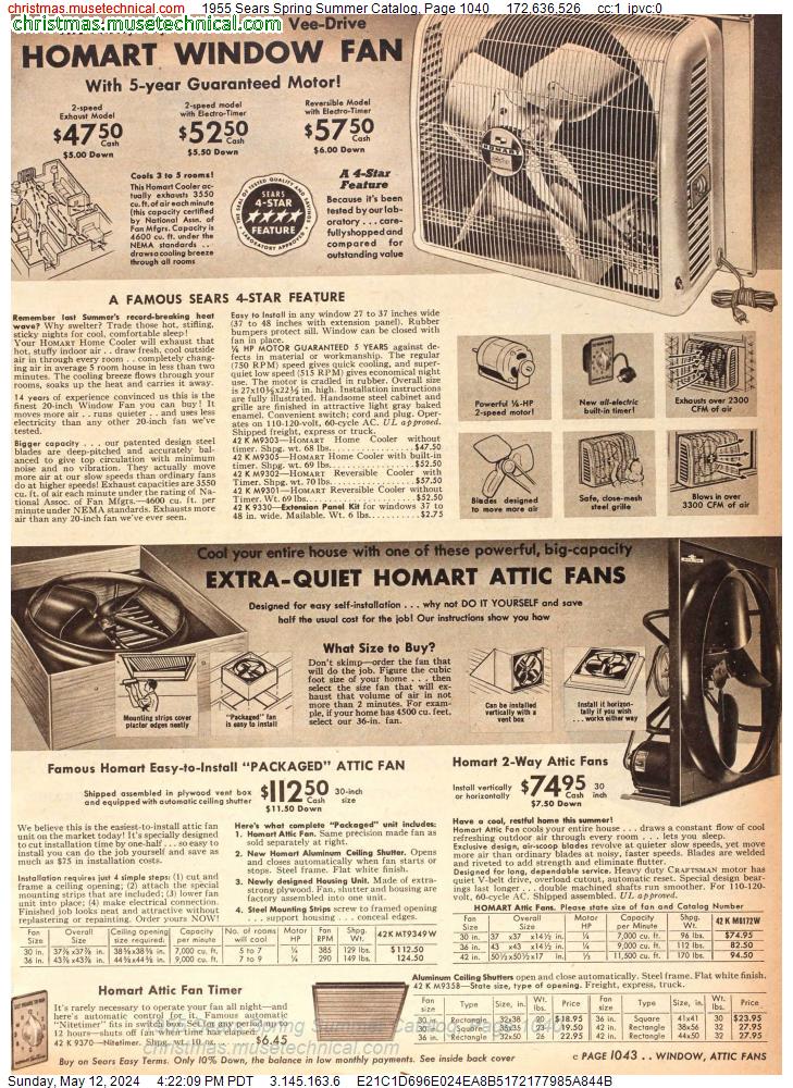 1955 Sears Spring Summer Catalog, Page 1040