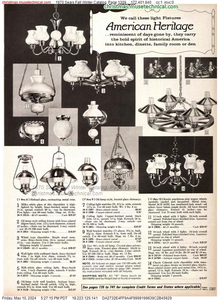 1970 Sears Fall Winter Catalog, Page 1309