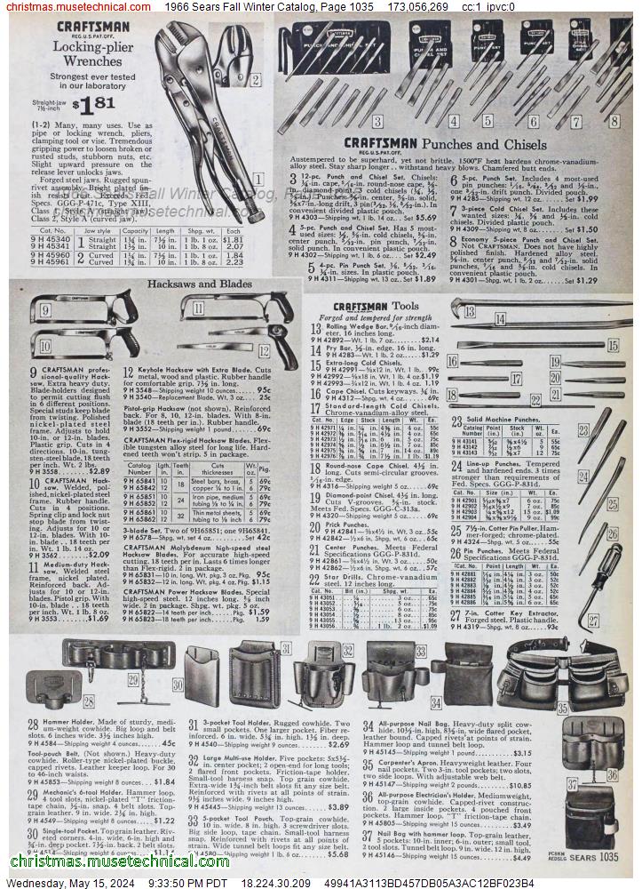 1966 Sears Fall Winter Catalog, Page 1035