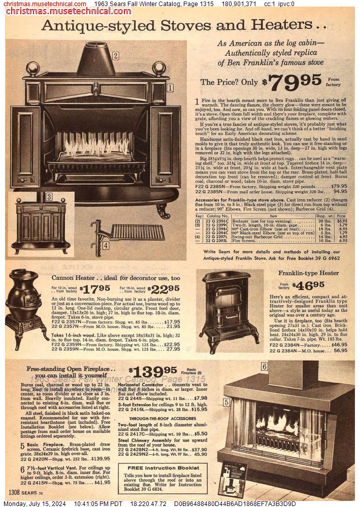 1963 Sears Fall Winter Catalog, Page 1315