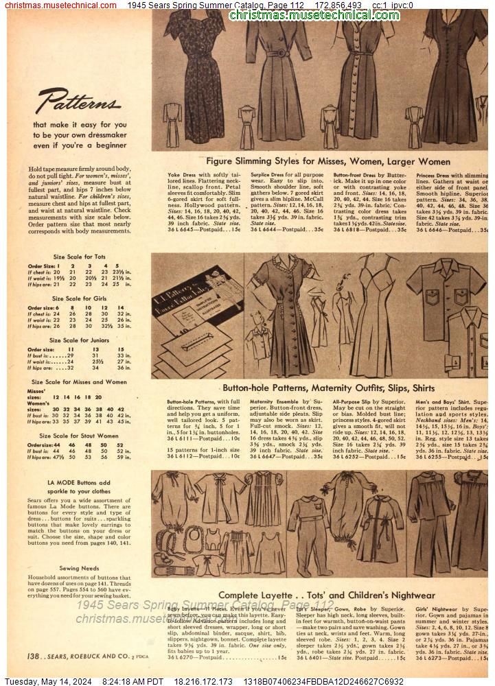 1945 Sears Spring Summer Catalog, Page 112