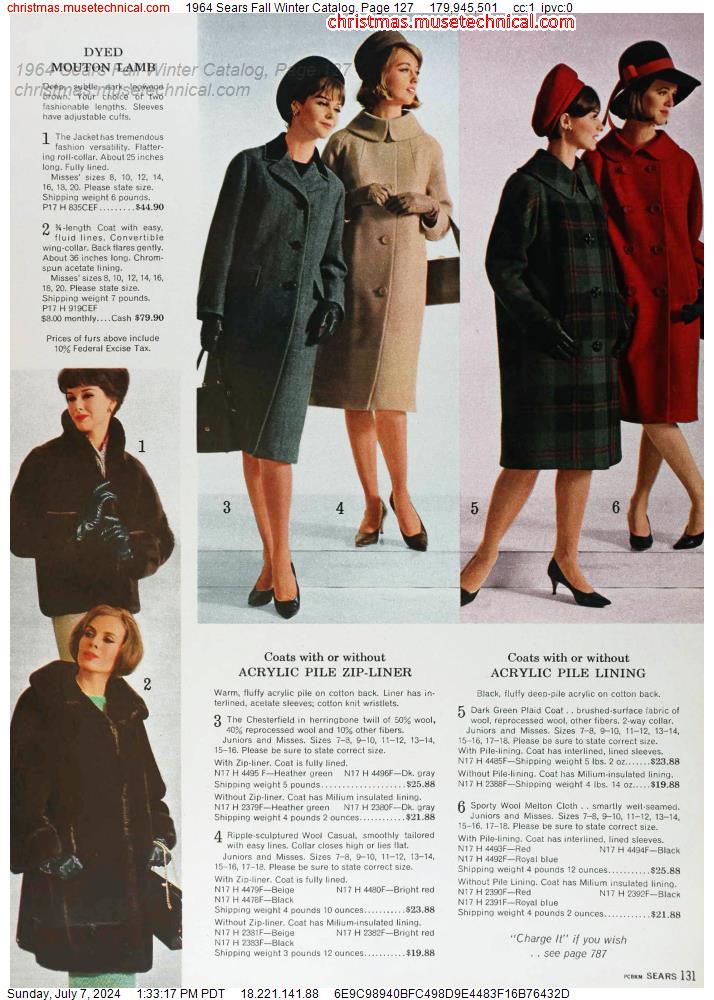 1964 Sears Fall Winter Catalog, Page 127