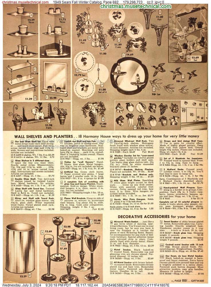 1949 Sears Fall Winter Catalog, Page 882