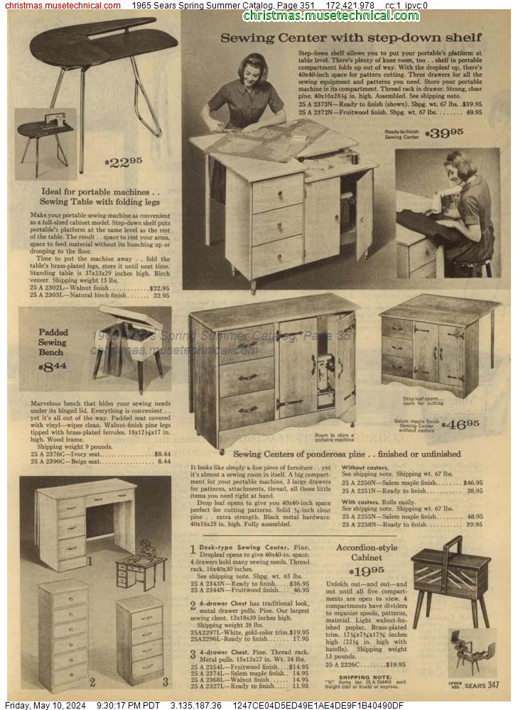 1965 Sears Spring Summer Catalog, Page 351
