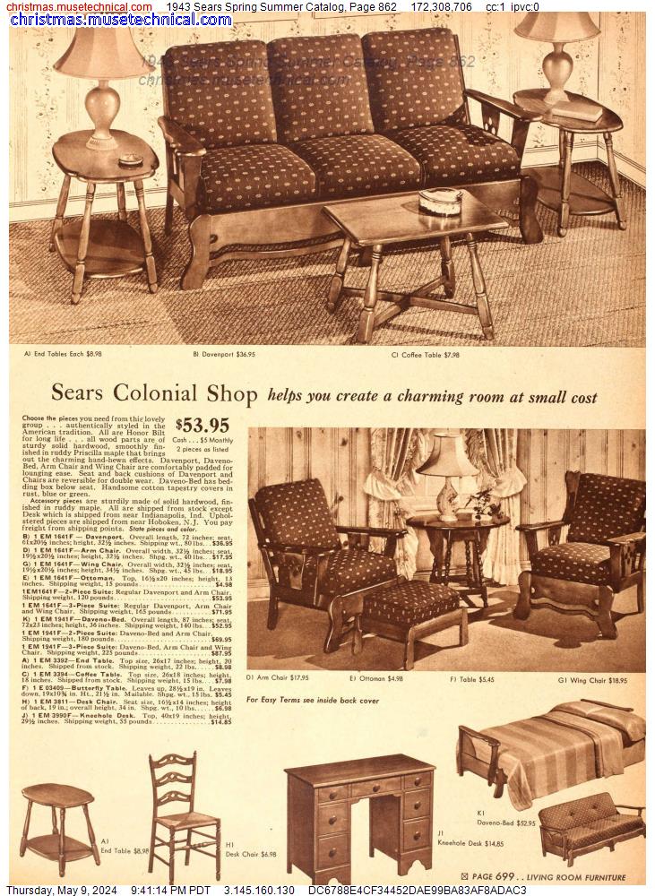 1943 Sears Spring Summer Catalog, Page 862