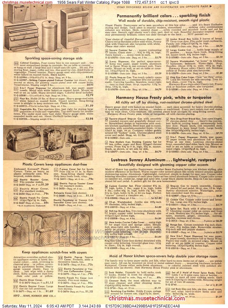 1956 Sears Fall Winter Catalog, Page 1088