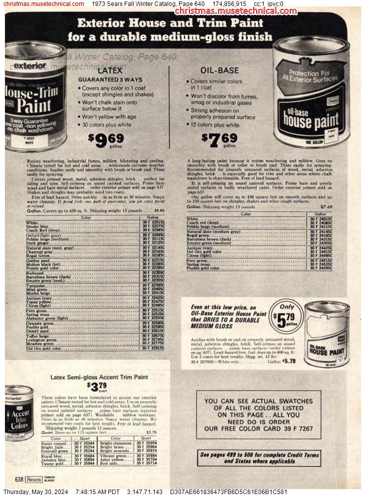 1973 Sears Fall Winter Catalog, Page 640