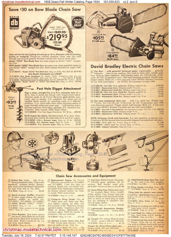 1958 Sears Fall Winter Catalog, Page 1504