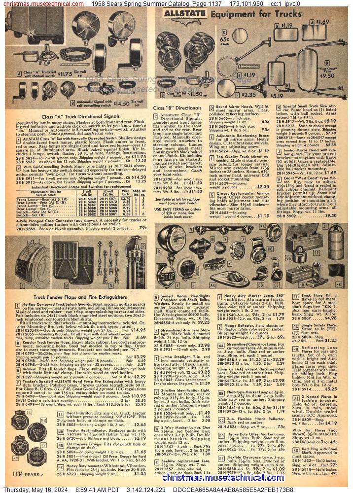 1958 Sears Spring Summer Catalog, Page 1137