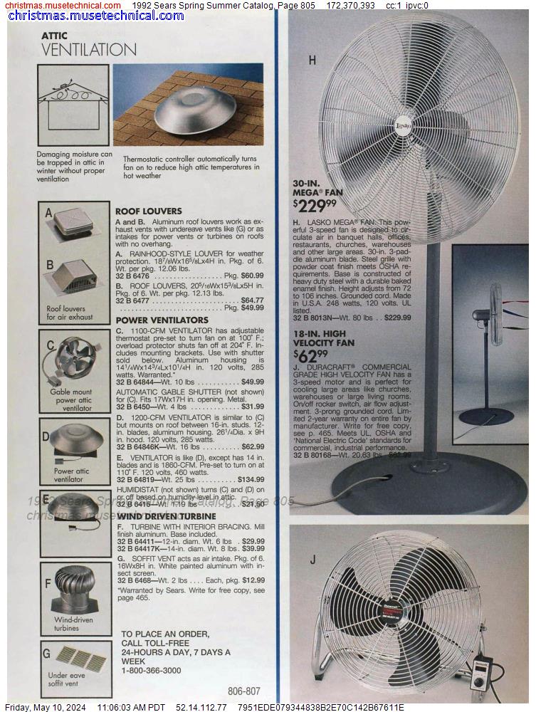 1992 Sears Spring Summer Catalog, Page 805