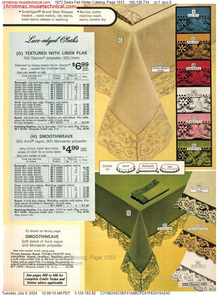 1973 Sears Fall Winter Catalog, Page 1033