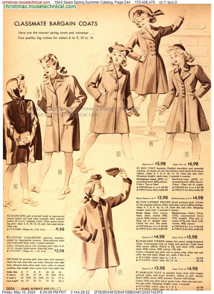 1943 Sears Spring Summer Catalog, Page 244