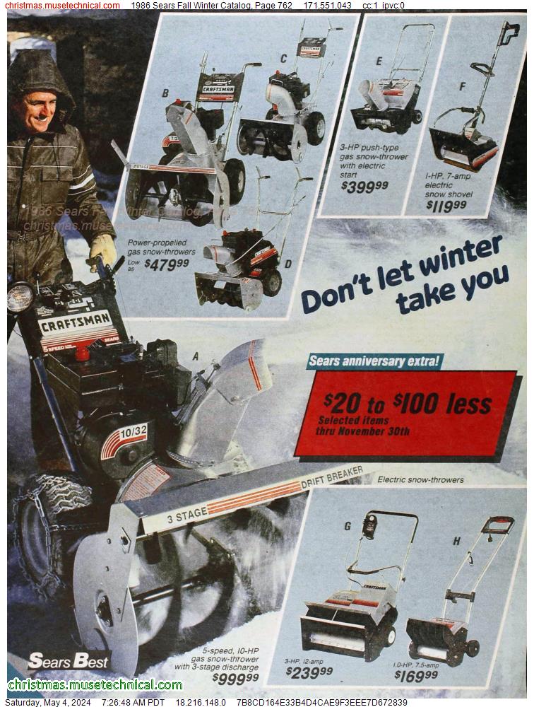 1986 Sears Fall Winter Catalog, Page 762