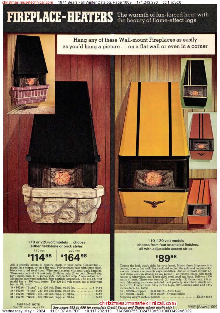 1974 Sears Fall Winter Catalog, Page 1009