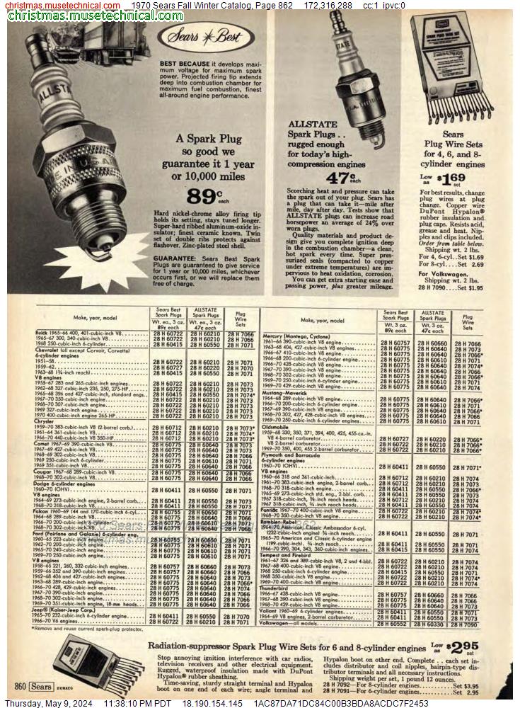 1970 Sears Fall Winter Catalog, Page 862