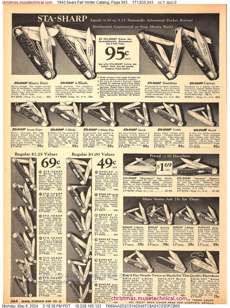 1940 Sears Fall Winter Catalog, Page 593