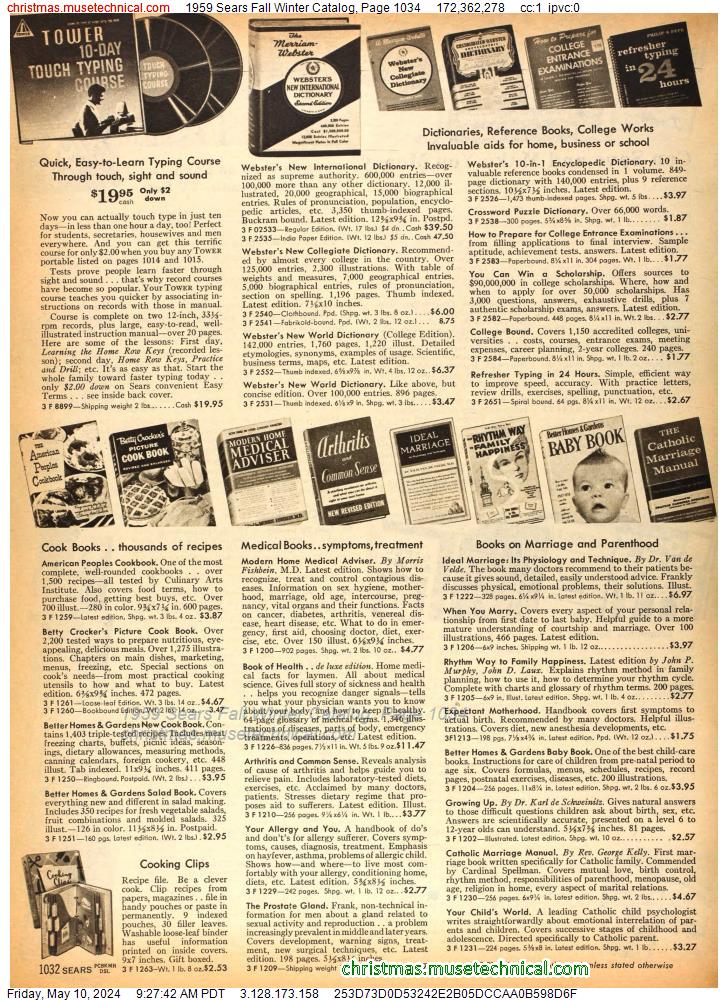 1959 Sears Fall Winter Catalog, Page 1034