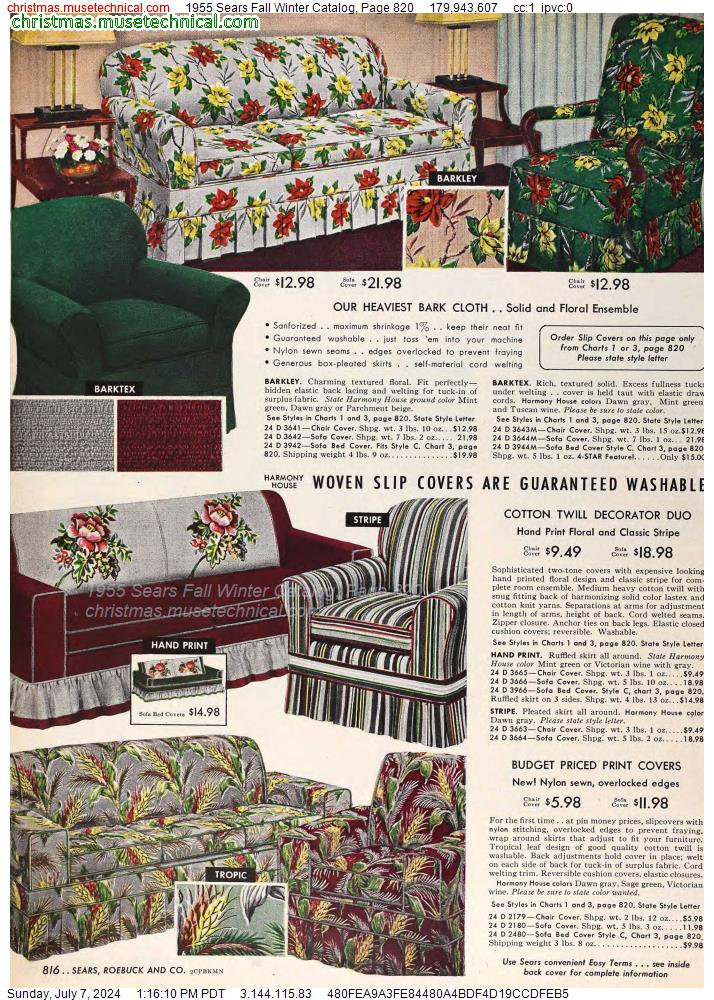 1955 Sears Fall Winter Catalog, Page 820