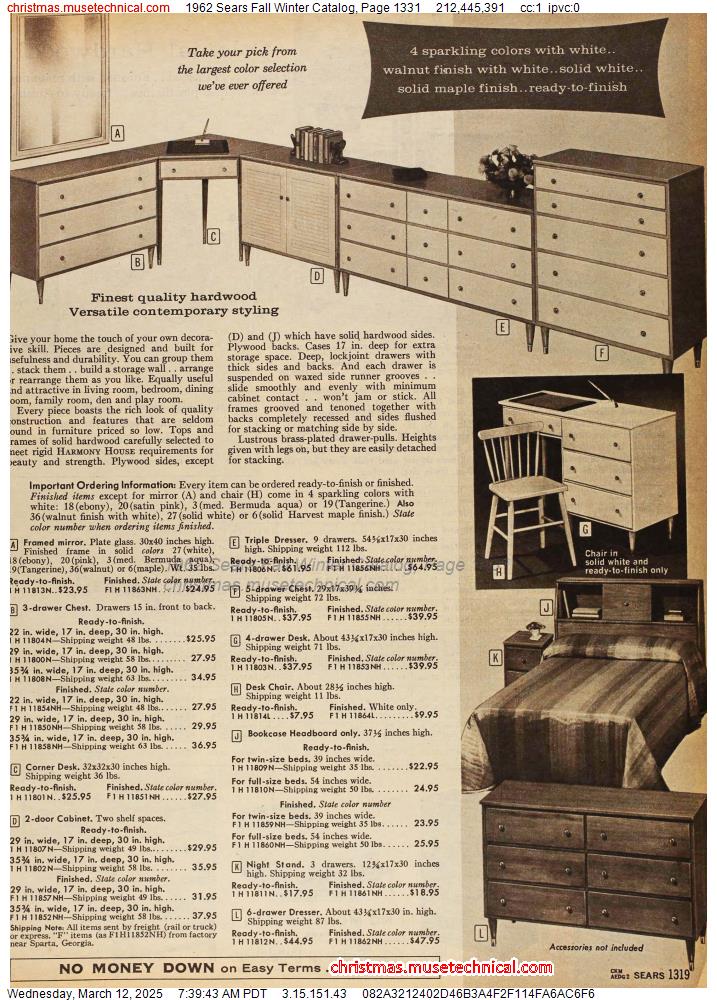 1962 Sears Fall Winter Catalog, Page 1331