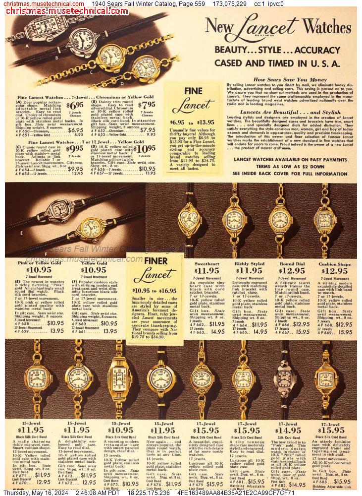 1940 Sears Fall Winter Catalog, Page 559