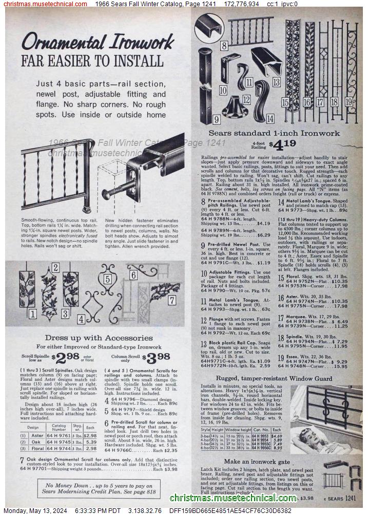 1966 Sears Fall Winter Catalog, Page 1241