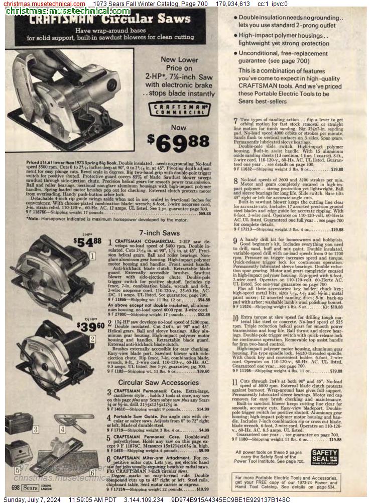 1973 Sears Fall Winter Catalog, Page 700
